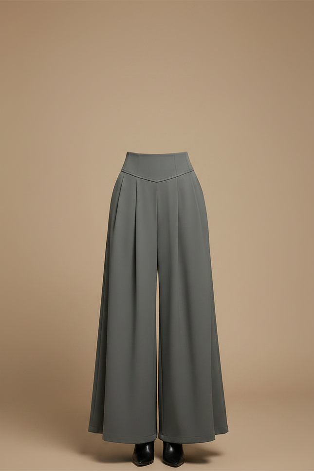 Pantalon Femme Taille Haute Patte D Éléphant - Gris Polyester - vue 3