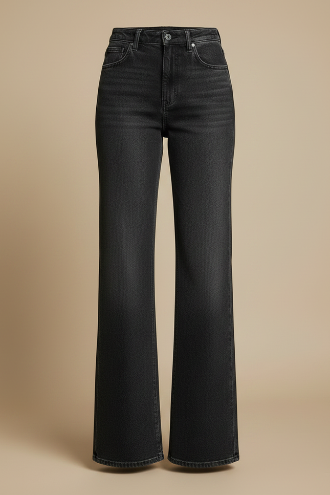 Pantalon Patte D'Éléphant Noir Taille Haute Confortable - Jean - vue 3