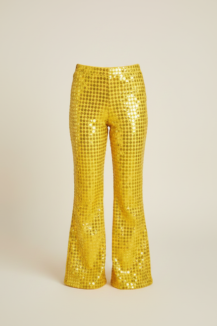 Pantalon Patte D'Éléphant Jaune Pailleté Évasé Brillant Fille - Polyester - vue 3