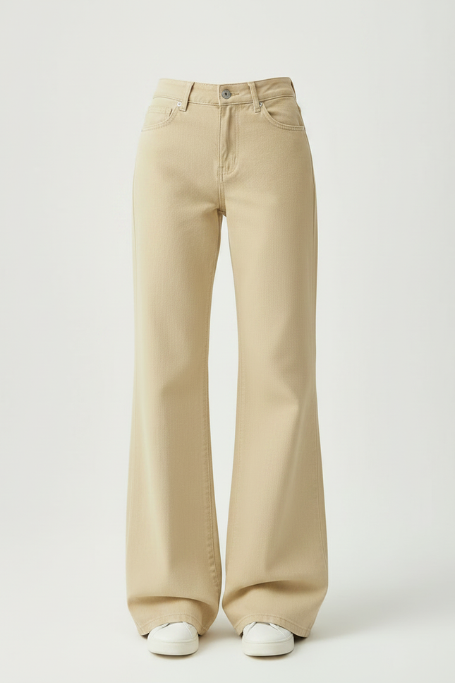 Pantalon Patte D'Éléphant Kaki Ample Vintage Taille Haute - Jean - vue 3