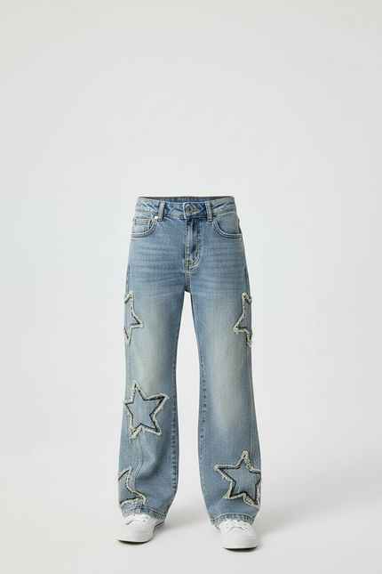 Pantalon Patte D'Éléphant Jean Étoiles Brutes Garçon Ample - Bleu - vue 3