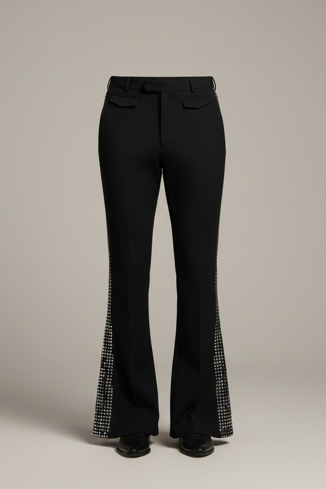 Pantalon Patte D'éléphant Paillette - Noir Polyester - vue 3