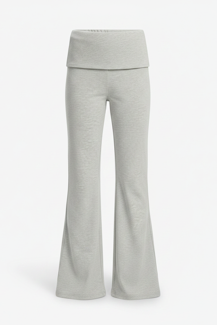 Pantalon Patte D'Éléphant Gris Chiné Évasé Confortable Doux - Molleton - vue 3