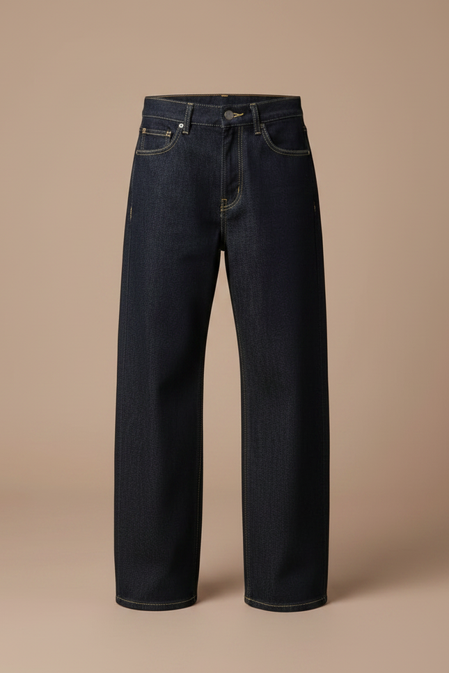 Pantalon Patte D'Éléphant Jean Brut Ample Enfant - Marine - vue 3