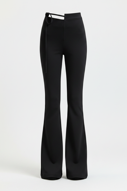 Pantalon Patte D'Éléphant Noir Taille Haute Évasé Fille - Polyester - vue 3