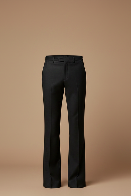 Pantalon Patte D'Éléphant Homme Noir Évasé Classique Élégant - Laine - vue 3