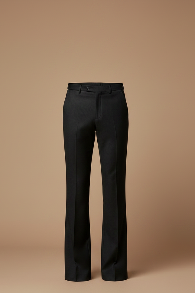 Pantalon Patte D'Éléphant Homme Noir Évasé Classique Élégant - Laine - vue 3