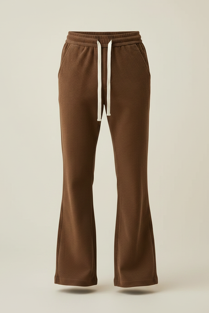 Pantalon Patte D'Éléphant Côtelé Marron Décontracté Homme Ample - Cordé - vue 3