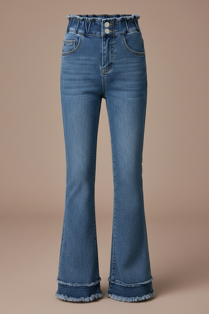 Pantalon Patte D'Éléphant Jean Bleu Taille Haute Enfant - vue 3