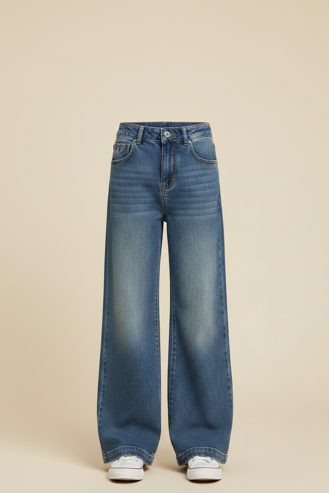 Pantalon Patte D'Éléphant Bleu Denim Large Coton Doux - Jean - vue 3