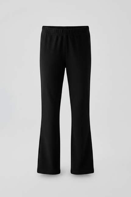 Pantalon Patte D'Éléphant Noir Uni Évasé Confortable Fille - Molleton - vue 3