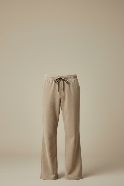 Pantalon Patte D'Éléphant Beige Côtelé Ample Décontracté Homme - Cordé - vue 3