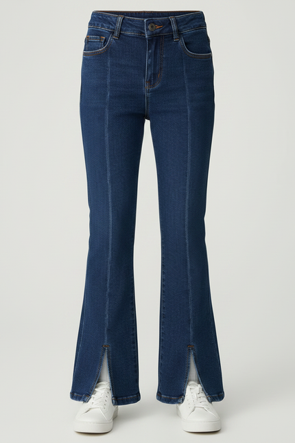 Pantalon Patte D'Éléphant Denim Bleu Évasé Enfant Fendu - Jean - vue 3
