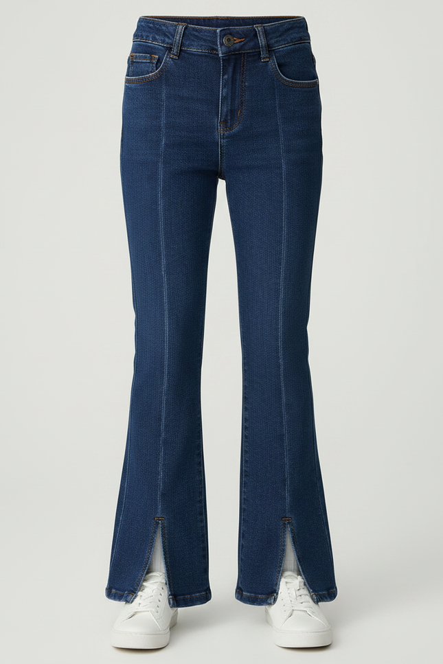 Pantalon Patte D'Éléphant Denim Bleu Évasé Enfant Fendu - Jean - vue 3