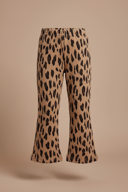 Pantalon Patte D'Éléphant Léopard Marron Confortable Fille Évasé - Molleton - vue 3