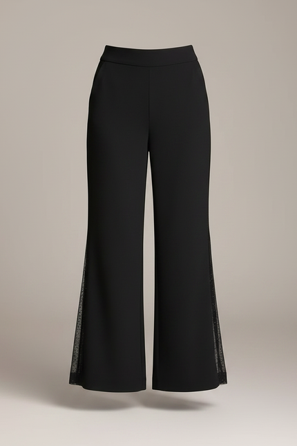 Pantalon Patte D'Éléphant Noir Fluide Évasé Élégant Maille - vue 3