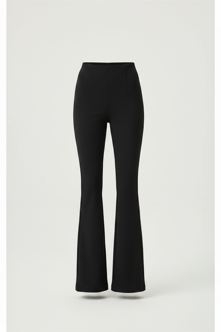 Pantalon Patte D'Éléphant Noir Élasthanne Taille Haute Fluide - Maille - vue 3
