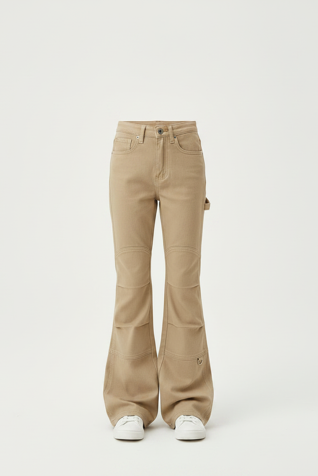 Pantalon Patte D'Éléphant Kaki Évasé Cargo Fille Décontracté - Toile - vue 3