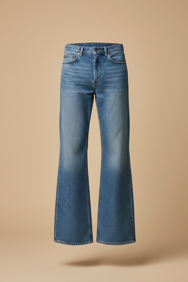 Pantalon Patte D'Éléphant Bleu Jean Homme Décontracté Rétro - vue 3