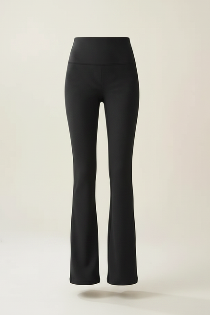 Pantalon Patte D'Éléphant Noir Côtelé Taille Haute Chic - Maille - vue 3