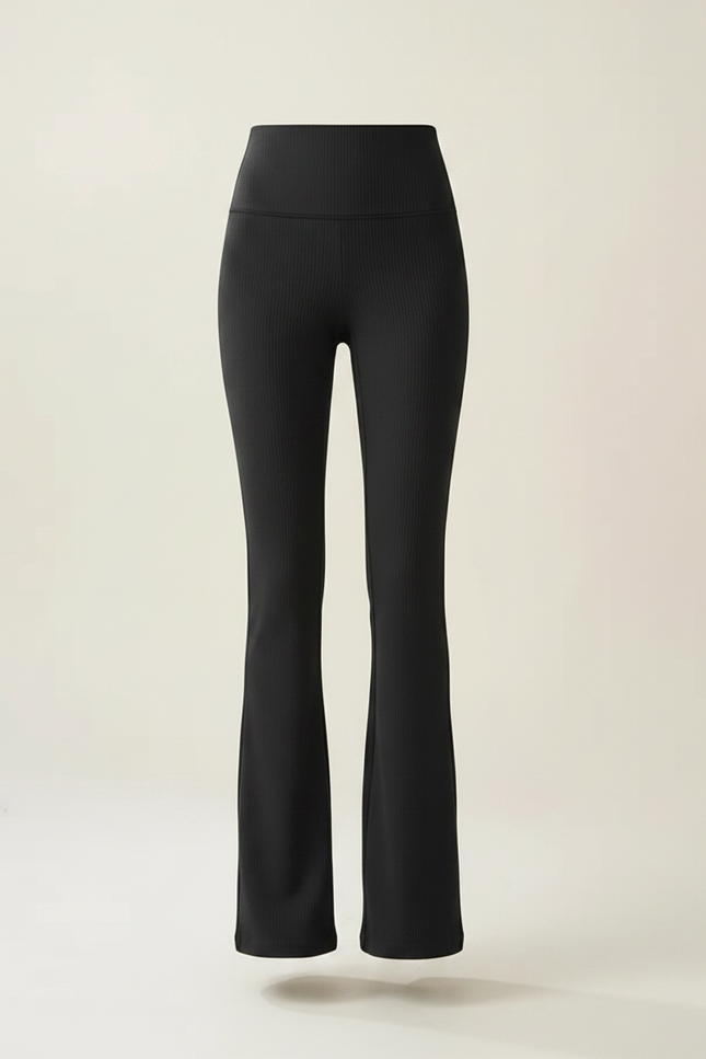 Pantalon Patte D'Éléphant Noir Côtelé Taille Haute Chic - Maille - vue 3