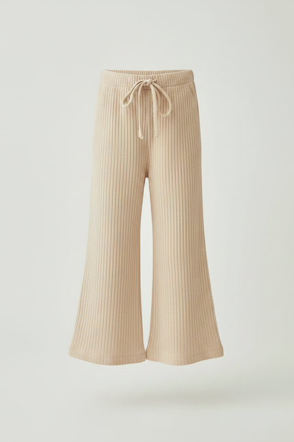 Pantalon Patte D'Éléphant Beige Côtelé Confortable Enfant - Maille - vue 3