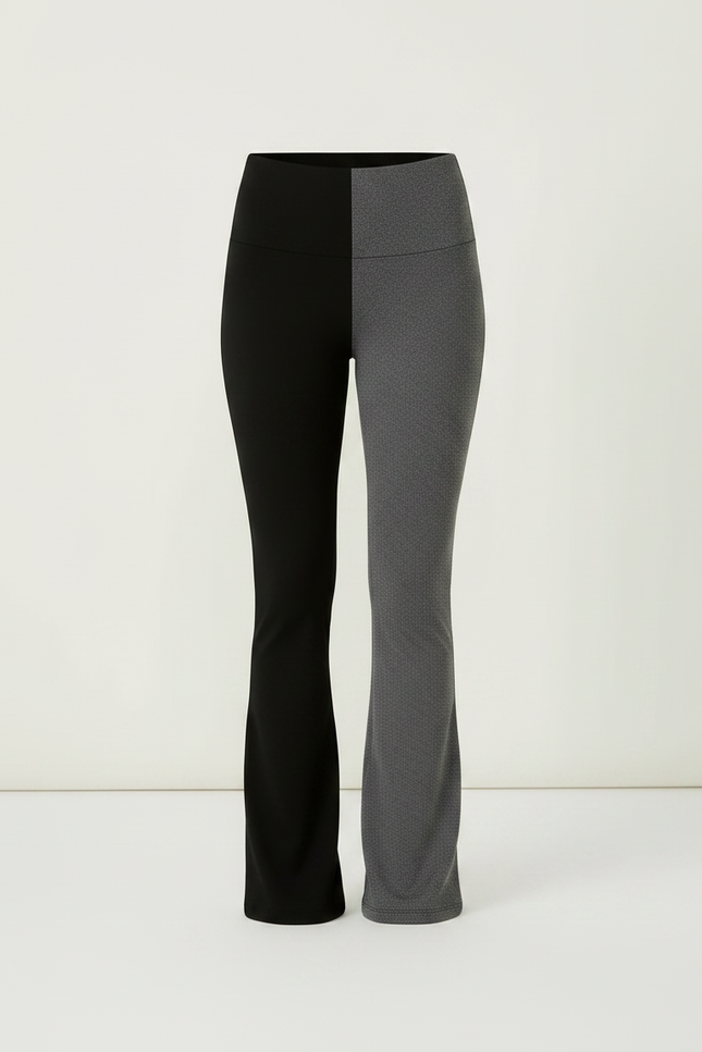 Pantalon Patte D'Éléphant Bicolore Taille Haute Évasé Confortable - Multicolore Polyester - vue 3