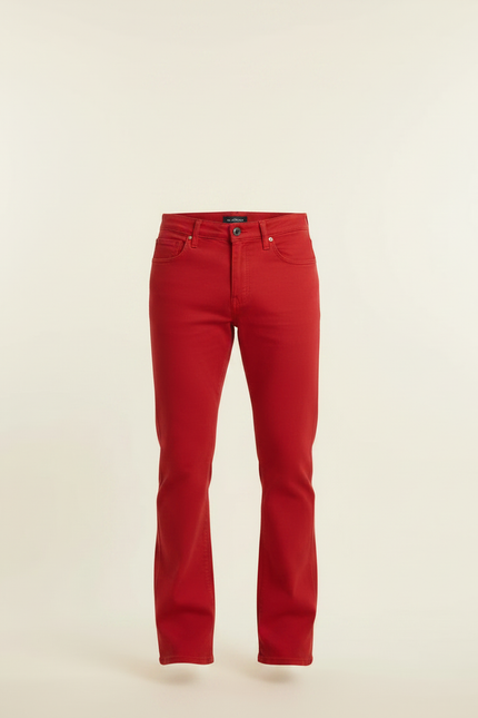 Pantalon Patte D'Éléphant Rouge Évasé Stretch Homme Vintage - Jean - vue 3