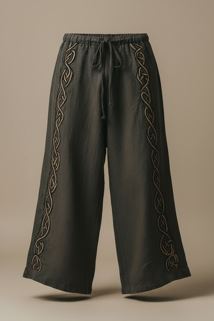Pantalon Patte D'Éléphant Kaki Lin Ample Celtique Homme - vue 3