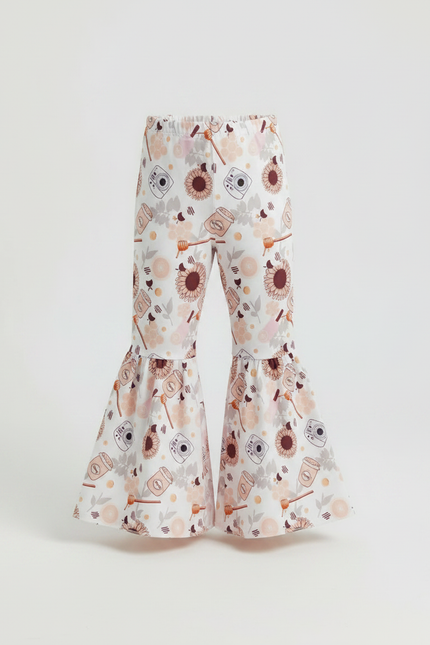 Pantalon Patte D'Éléphant Imprimé Floral Blanc Confortable Fille - Polyester - vue 3