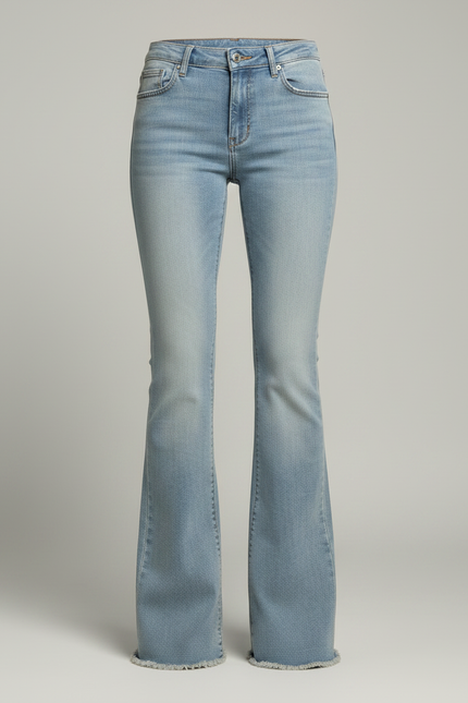 Pantalon Patte D'Éléphant Bleu Clair Denim Évasé Taille Basse - Jean - vue 3