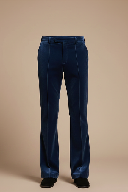 Pantalon Patte D'Éléphant Velours Bleu Évasé Homme Élégant - vue 3