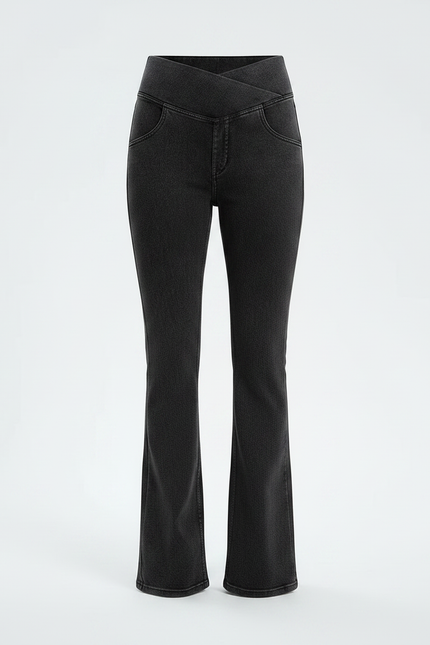 Pantalon Patte D'Éléphant Gris Foncé Denim Évasé Confortable Femme - Jean - vue 3
