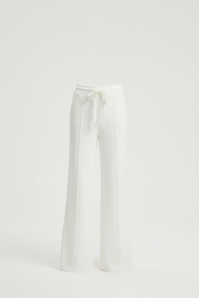 Pantalon Patte D'Éléphant Blanc Cassé Tricoté Ample Décontracté - Maille - vue 3