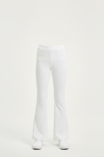 Pantalon Patte D'Éléphant Blanc Uni Évasé Fille - Maille - vue 3