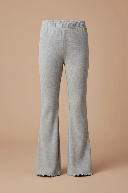 Pantalon Patte D'Éléphant Côtelé Gris Évasé Confortable - Maille - vue 3