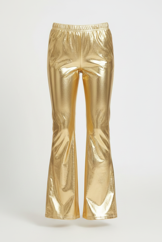 Pantalon Patte D'Éléphant Doré Métallisé Brillant Évasé Enfant - Simili cuir - vue 3