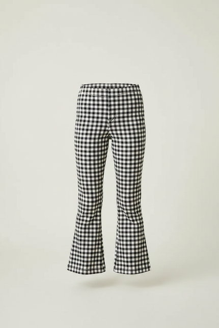 Pantalon Patte D'Éléphant Noir Blanc Vichy Évasé Fille Élégant - Multicolore Coton - vue 3
