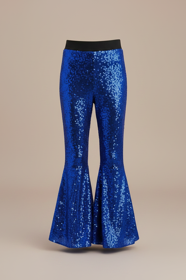 Pantalon Patte D'Éléphant Bleu Pailleté Élastique Danse Enfant - Polyester - vue 3