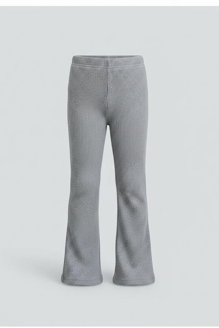Pantalon Patte D'Éléphant Côtelé Gris Confortable Enfant - Maille - vue 3