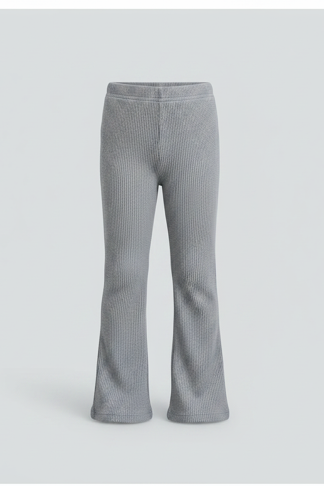 Pantalon Patte D'Éléphant Côtelé Gris Confortable Enfant - Maille - vue 3