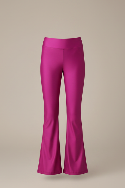 Pantalon Patte D'Éléphant Fuschia Brillant Similicuir Évasé - Rose Simili cuir - vue 3
