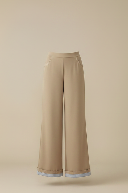 Pantalon Patte D'Éléphant Beige Taille Haute Évasé Chic Fluide - Viscose - vue 3