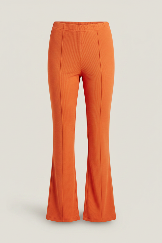 Pantalon Patte D'Éléphant Orange Côtelé Fille Confortable - Maille - vue 3