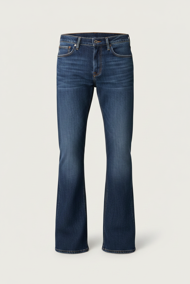 Pantalon Patte D'Éléphant Homme Denim Bleu Évasé Classique - Jean - vue 3