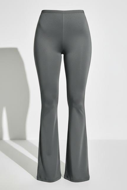Pantalon Patte D'Éléphant Gris Taille Haute Élastique Fluide - Polyester - vue 3
