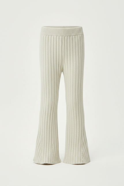 Pantalon Patte D'Éléphant Crème Côtelé Tricoté Confortable Enfant - Beige Maille - vue 3