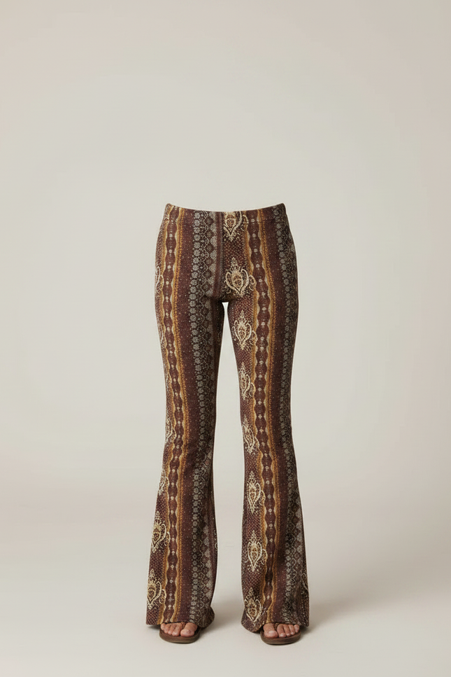 Pantalon Patte D'Éléphant Marron Imprimé Évasé Décontracté Enfant - Maille - vue 3