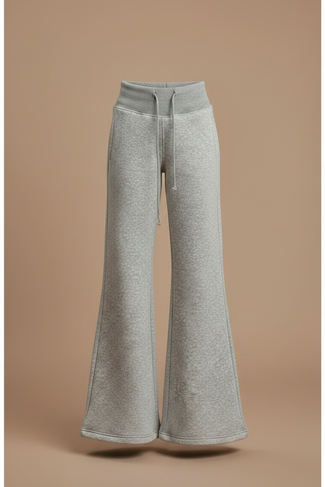 Pantalon Patte D'Éléphant Gris Ample Molleton Décontracté - vue 3