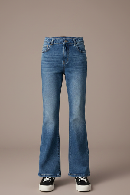 Pantalon Patte D'Éléphant Jean Bleu Denim Évasé Enfant - vue 3